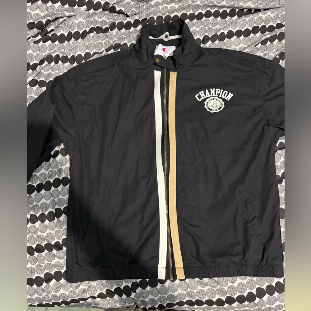 Champion Men's Black and Tan Varsity Jacket